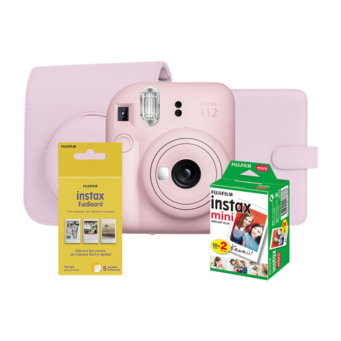 Paquete Instax Mini 12 Rosa + Funboard