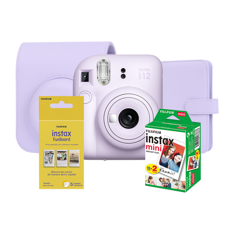 Paquete Instax Mini 12 Lila + Funboard