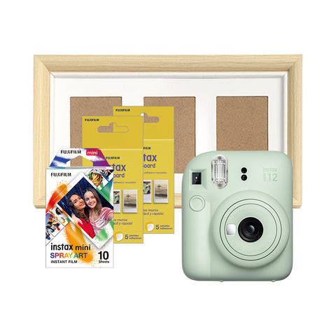 Paquete Instax Cámara Mini 12 + Marco de Madera + Accesorios