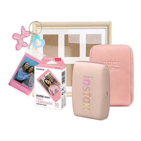 Paquete Instax Impresora Mini Link Rosa con Accesorios y Llavero Perrito