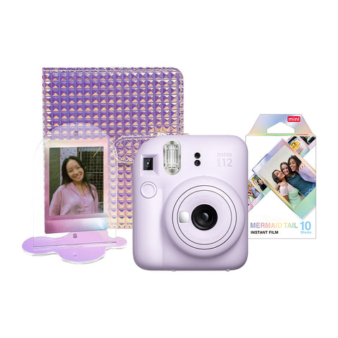 Paquete instax mini 12 Lila + álbum + película macaron
